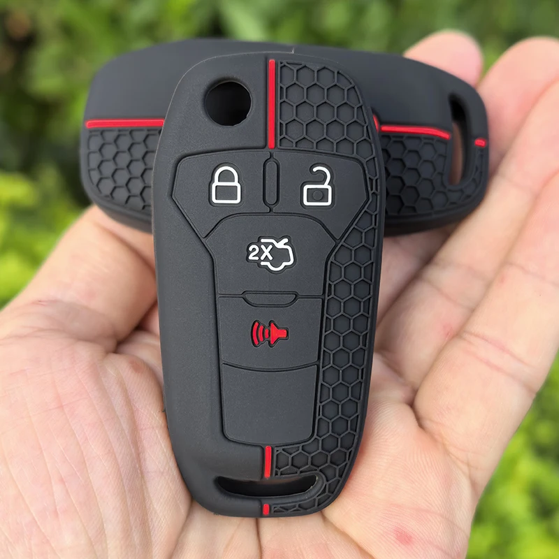 Capa de chave de carro de silicone 4 botões para Ford Fusion F150 F-150 2015 2016 2017 Chaveiro dobrável Acessórios de controle remoto Capa