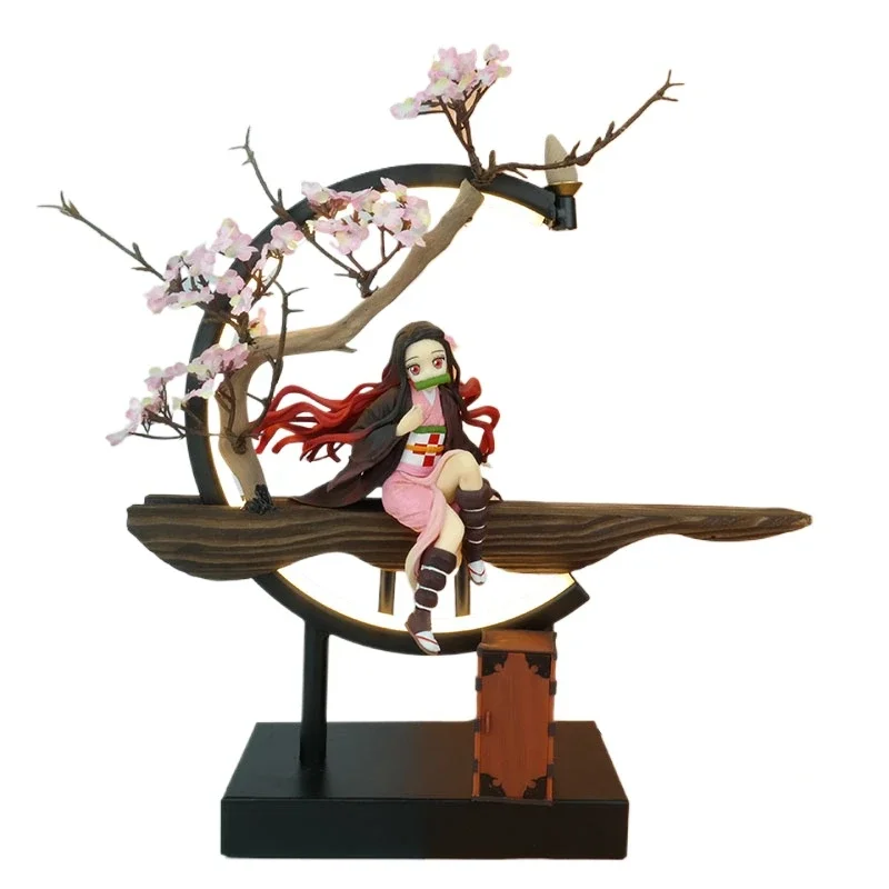 35cm LED light Anime Demon Slayer Kamado Nezuko Action Figure PVC Collection model home decoration decor birthday christmas gift