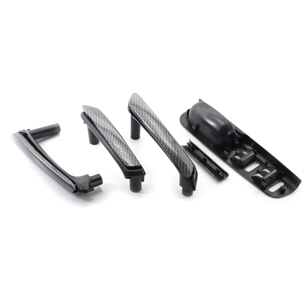 نافذة التبديل لوحة التحكم تقليم ألياف الكربون نمط الباب الداخلي انتزاع مقبض مقابض باب السيارة لشركة فولكس فاجن باسات B5 98-05 4-DR LHD #4