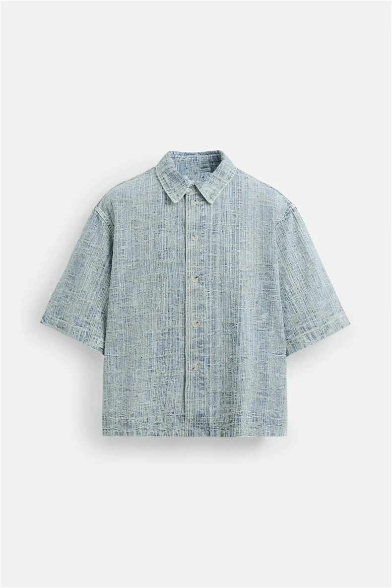 

Loose Fit Asymmetrical ort Sve irt Men's Faion Summer New Arrival Embroidered Collar Trendy Casual irt 2025