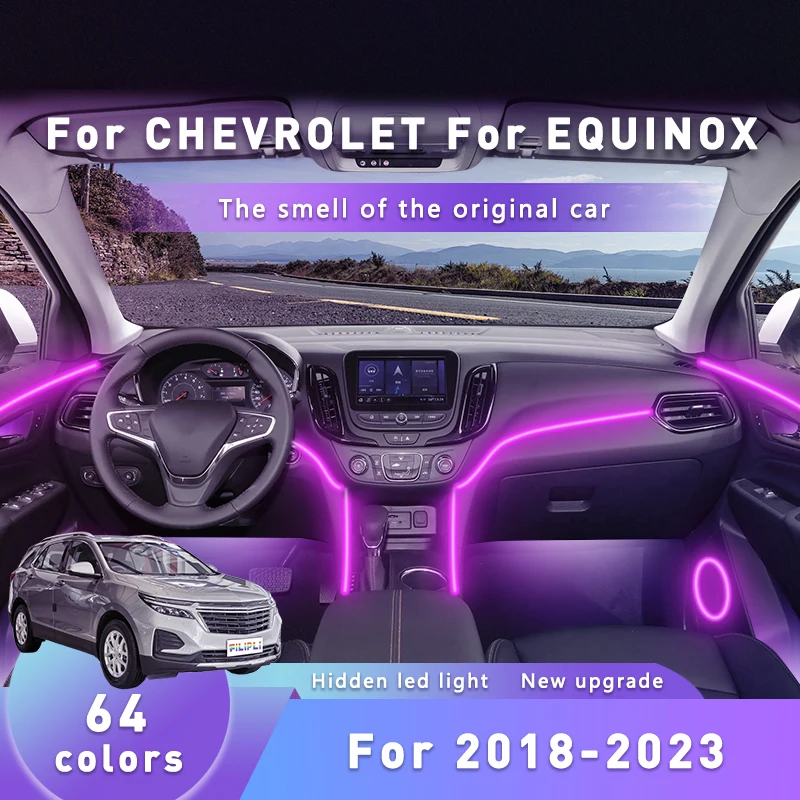 

FILIPLI для 2023 года для CHEVROLET EQUINOX, окружающий свет, гаджет, украшения, аксессуары, 64-цветное украшение автомобиля, светодиодный пульт дистанционного управления