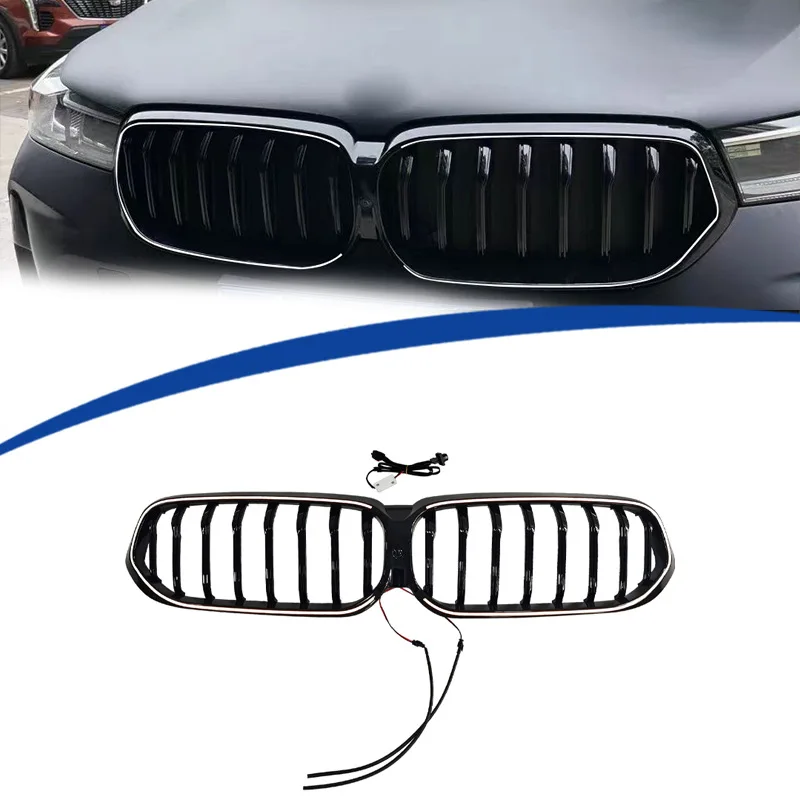 Calandre avant noire brillante à LED éclairée, ligne simple, pour BMW Série 6 GT G32 2021 2022 2023 2024 2025, accessoires Parrilla