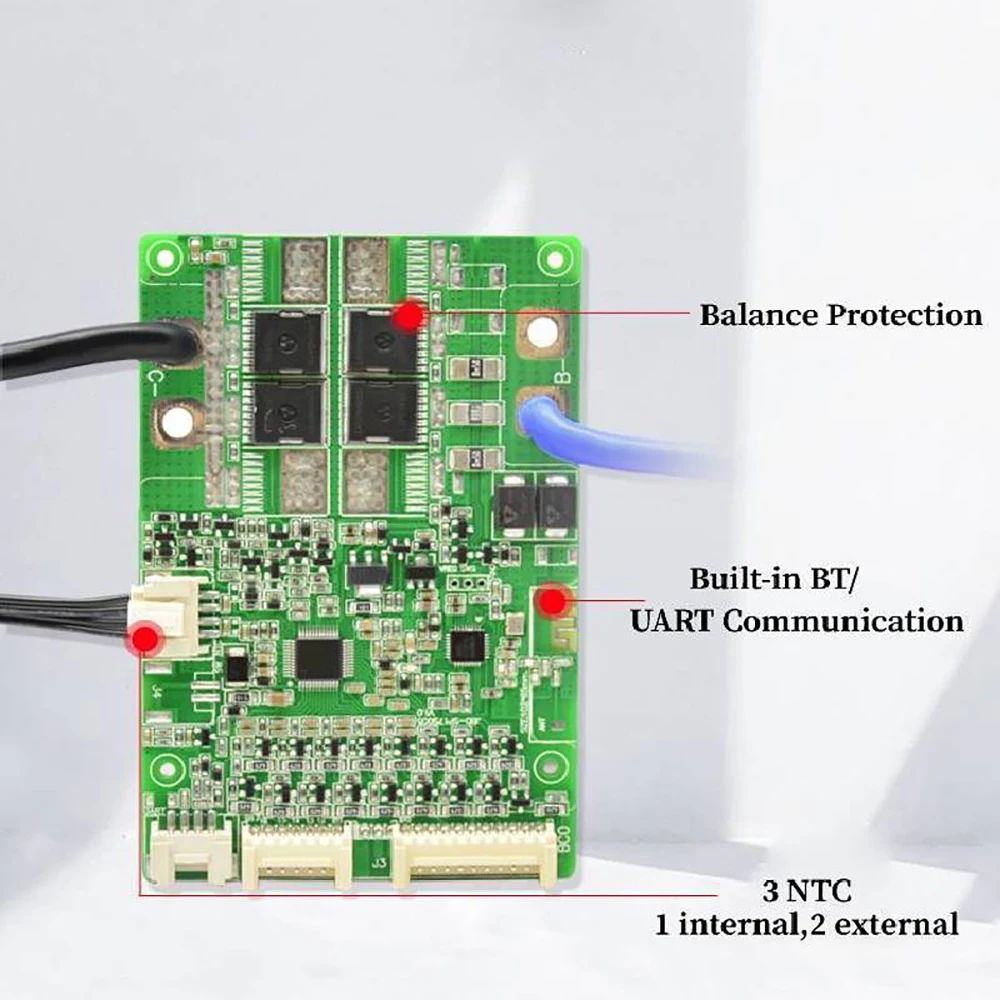 Imagem -03 - Placa de Proteção da Bateria do Lítio de Bluetooth Smart Bms 7s a 17s 10s 13s 14s 16s 24v 36v 48v 52v 60v Li-íon Lipo 20a 40a 60a