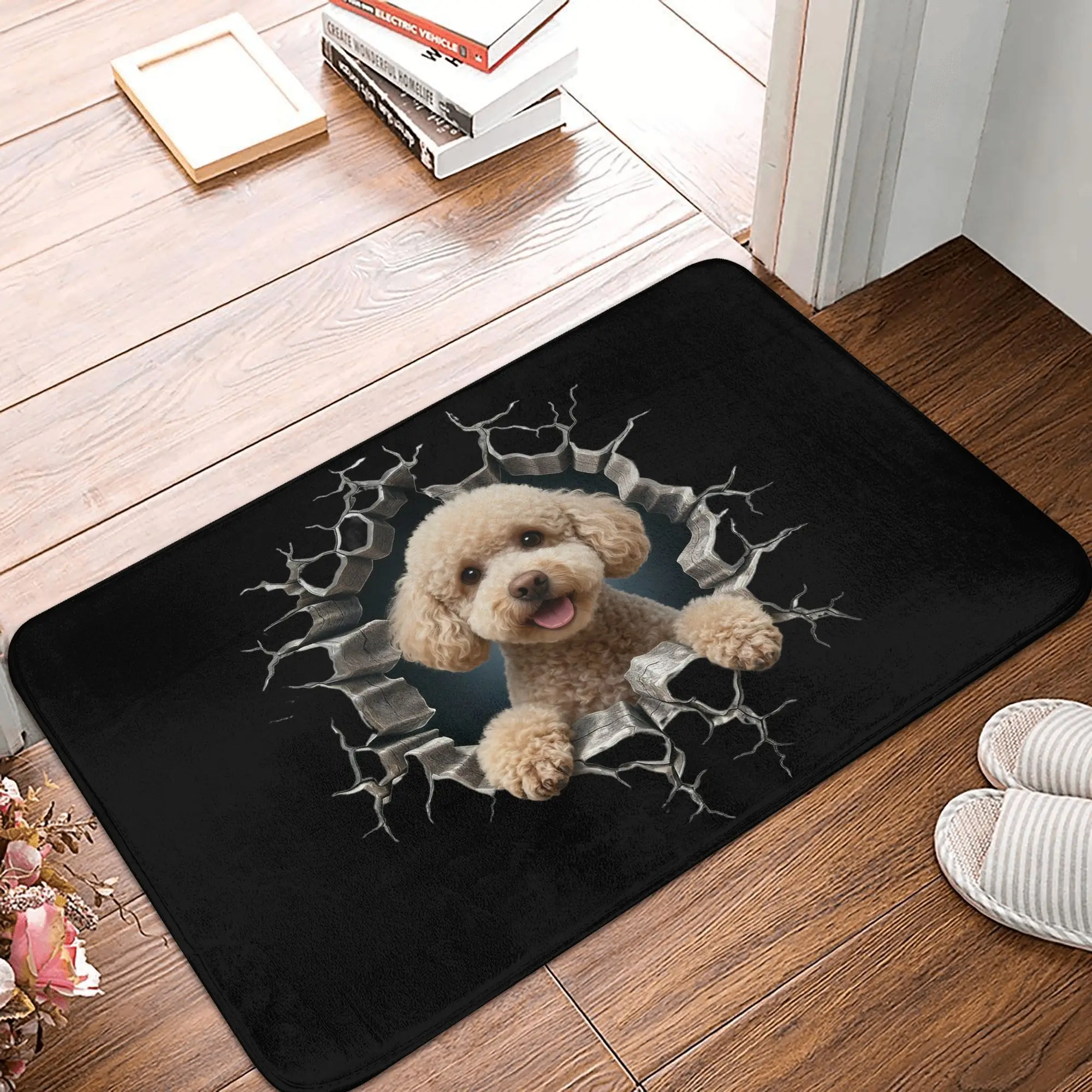 

Breaking Through Poodle Doormat Anti-Slip Entrance Bath Kitchen Door Floor Mat Dog Lover Garden Rug Carpet Footpad