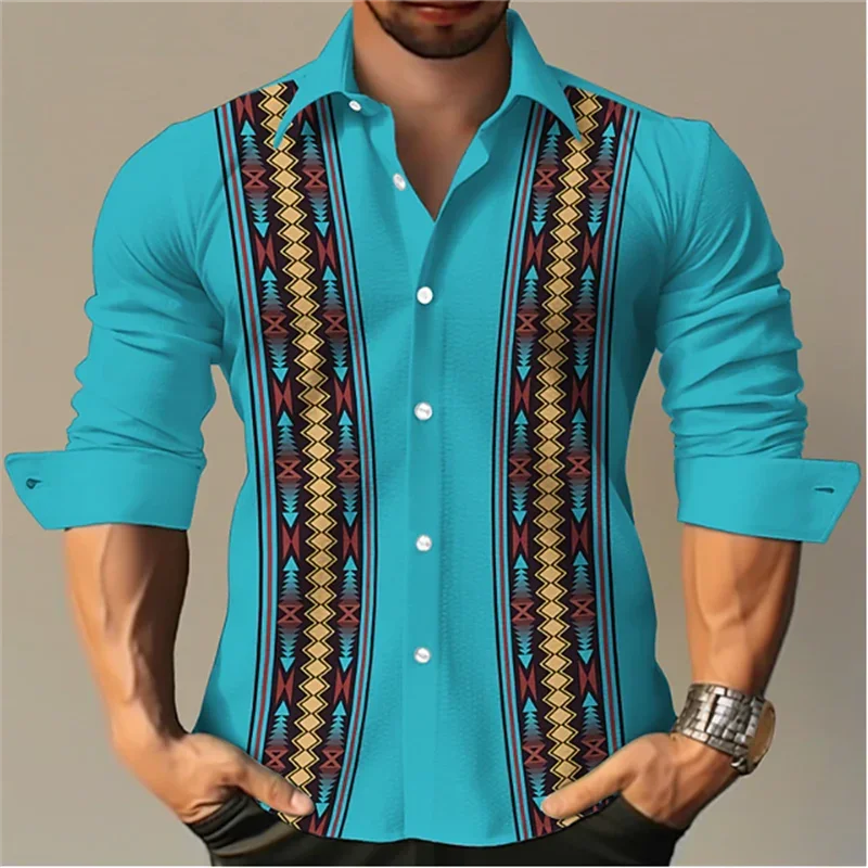 

Men's Long Sleeve Shirt Button Fashion Stripe Plaid Tribal Lion King Casual Outdoor Lapel Plus Size New Soft Comfortable Top