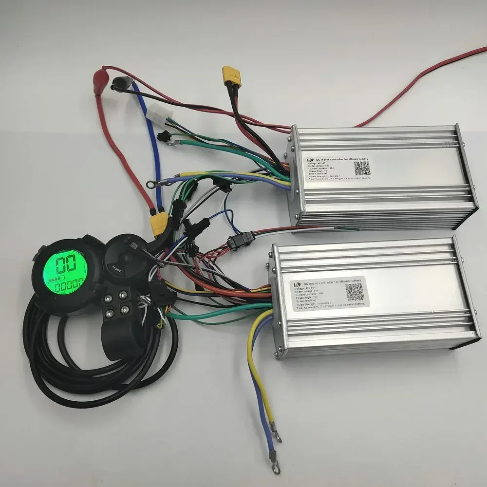 1*LCD Display With Shifter+2*Controllers 60v45A 12MOSFET For Electric Scooter Dual Motor Driven MTB Mobility Tricycle Diy Parts
