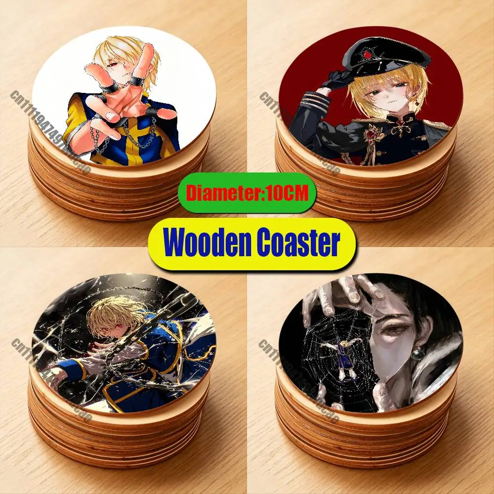 For Hunter Kurapika Kurta HXH Coaster Water Alcohol Coffee Tea Cup Glass Mat Custom Wood Round Printing
