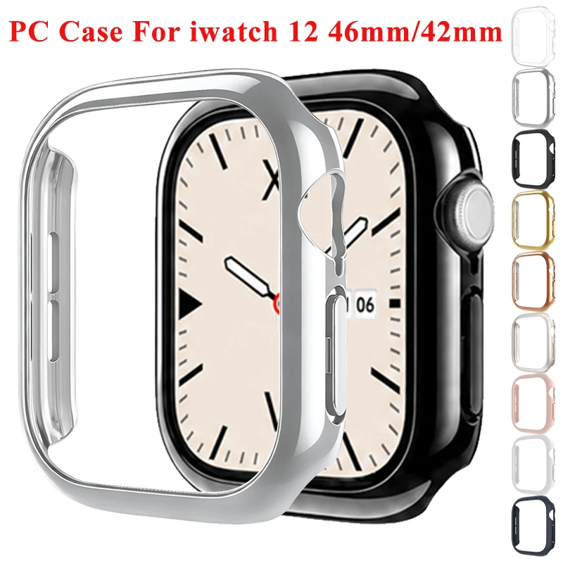 Electroplating PC Case for Apple Watch 12 46mm 42mm Hard Bumper Frame Protector Cover for Iwatch Series 12 46mm 42mm Accessories