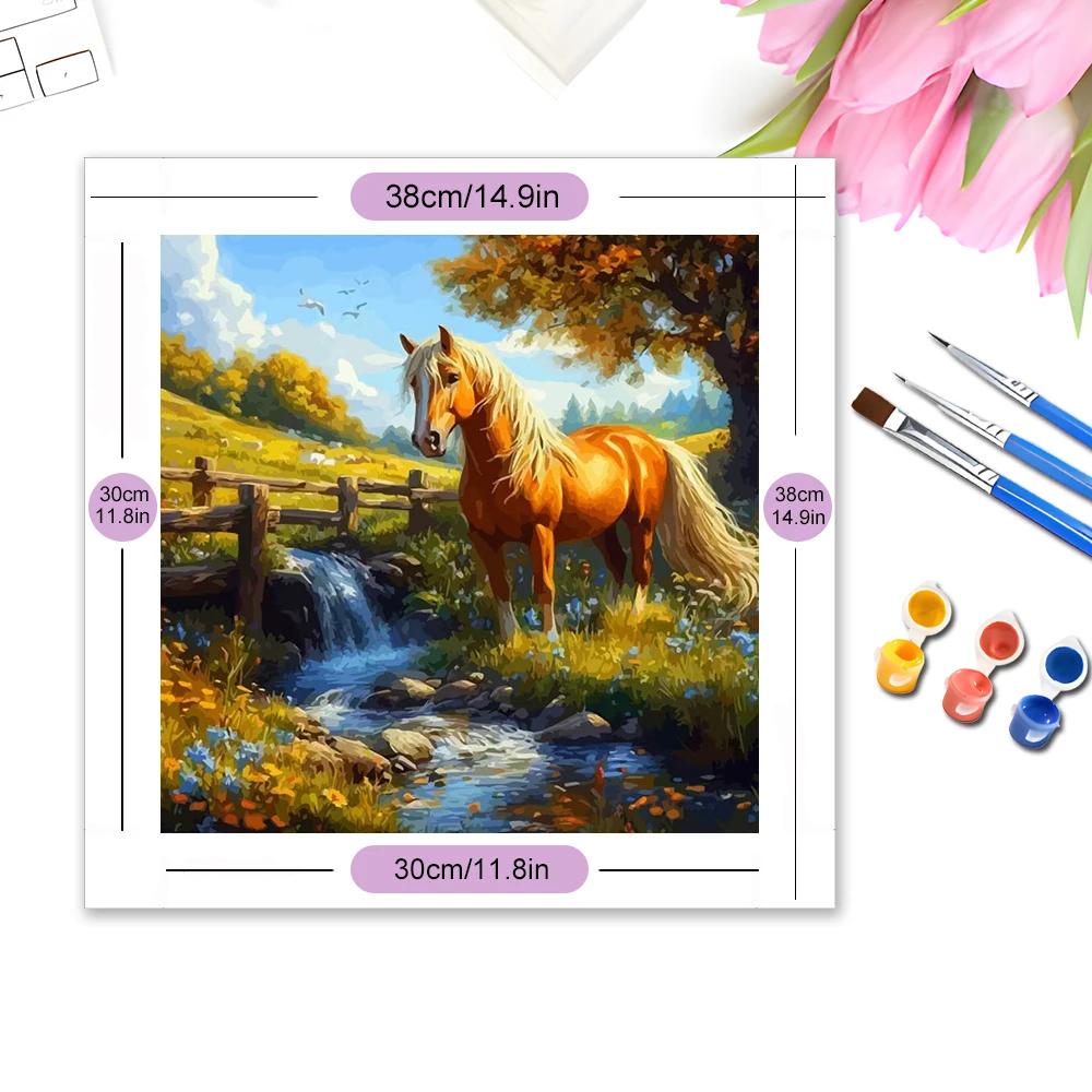Evershine Digital Oil Painting Horse Animal Colorful Canvas Drawing By Numbers Set River Picture For Living Room Home Decoration