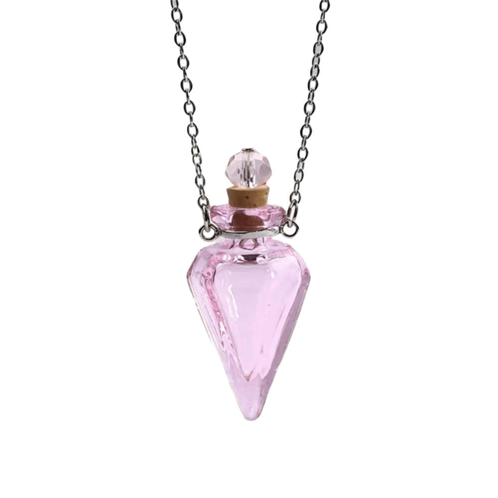 Openable Pendant Necklace Glaze Vial Water Drop Shape Openable Glaze Vial Necklace Heart Shape Steel Chain Mini Bottle Necklace