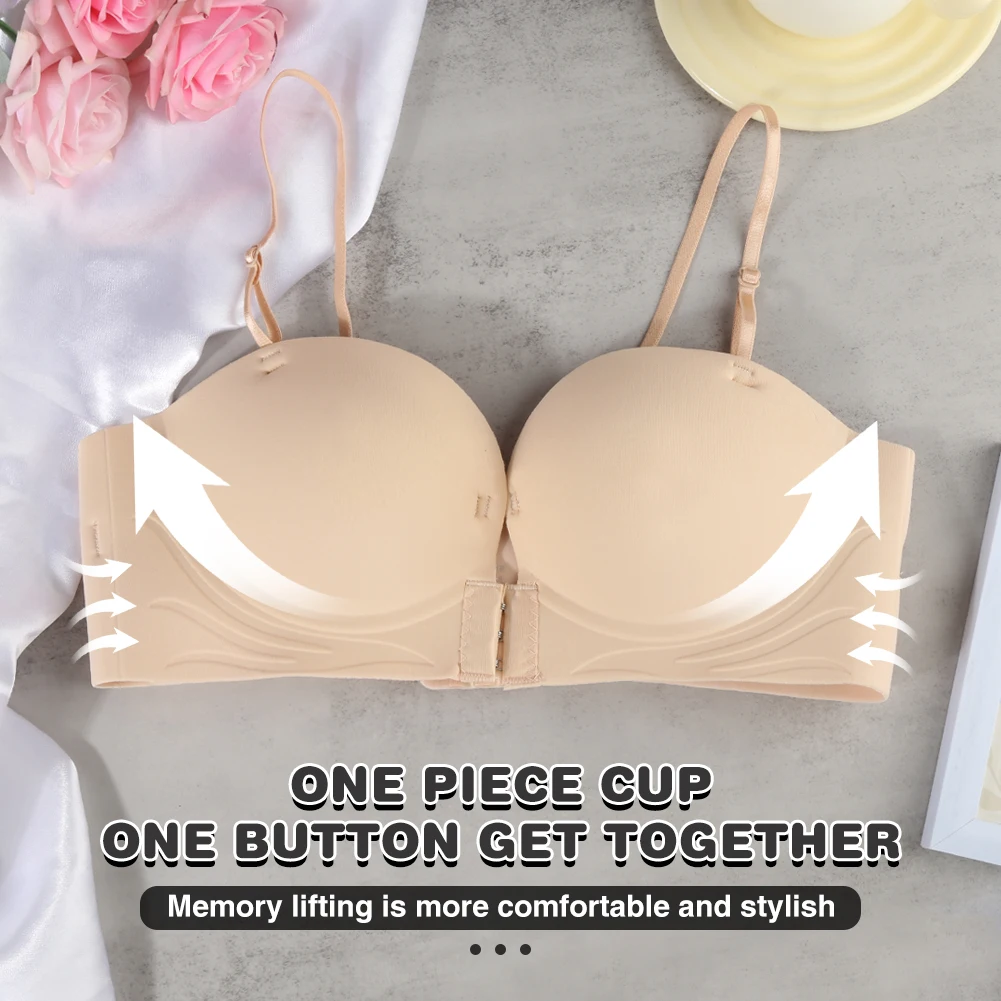 Ropa interior de pecho pequeño para mujer, lencería con correa extraíble y hebilla frontal grande para espesamiento de pecho recogido