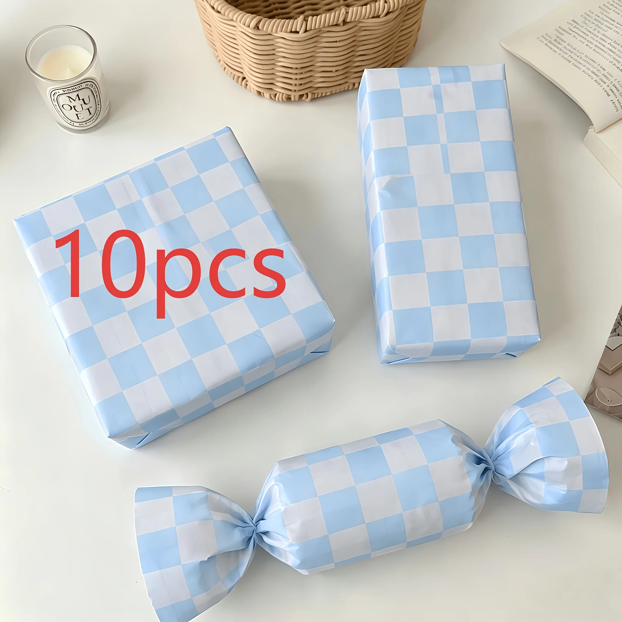 Exquisite Gift Wrapping Paper Rolls for All Occasions - 10 Sheets of High-Quality Light Blue Plaid Wrapping Paper, Suitable for Weddings, Birthdays, Baby Showers, and Christmas - Adds a Touch of Magic to Every Gift You Wrap - 14 X 20inch
