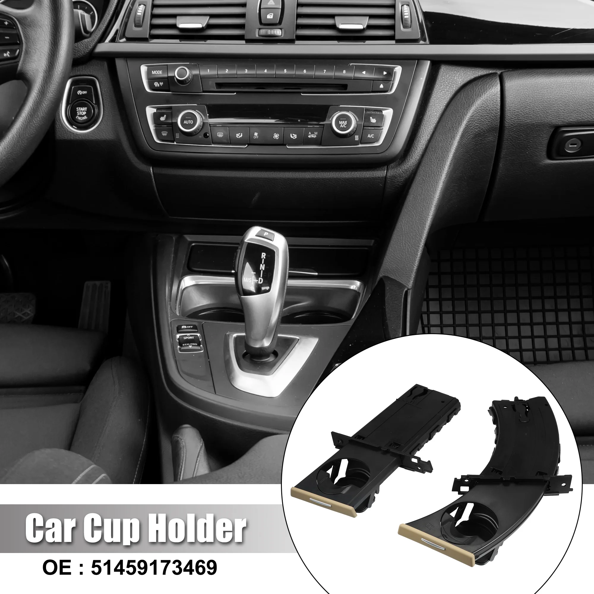 X Autohaux 1 Set Car Cup Holder Divers and Passenger Side Cup Holder Storage Bracket 51459173469 for BMW 323i E90 2006-2011