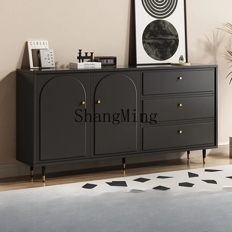 

FG solid wood black household bedroom small apartment locker simple living room five-bucket drawer storage light luxury cabinet