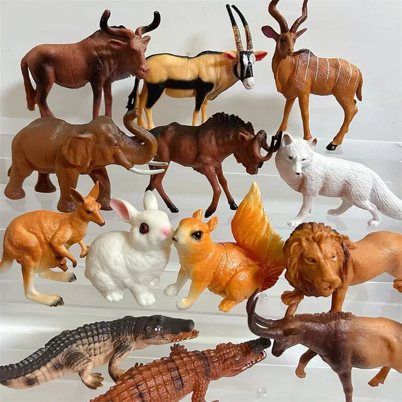 

6-12PCS Wild Farm Dinosaur Animals Model Action Figure Zoo Figurines Simulation Lion Tiger Solid PVC Figurines Toy For Kids Gif