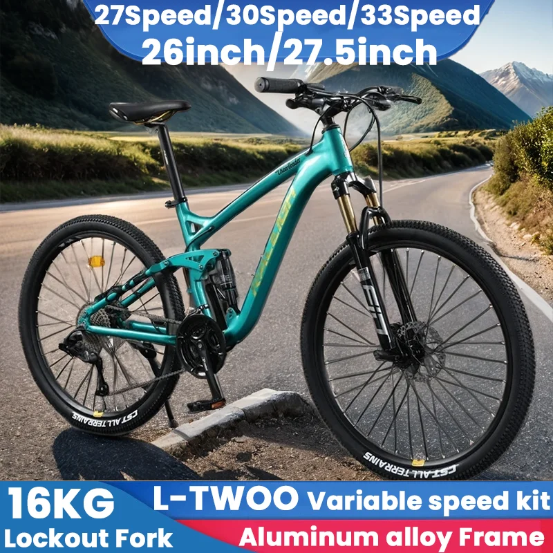 26/27.5inch aluminum alloy soft tail frame mountain bike 27/30/33speed off-road MTB Bicycle oil disc brake full suspension bike