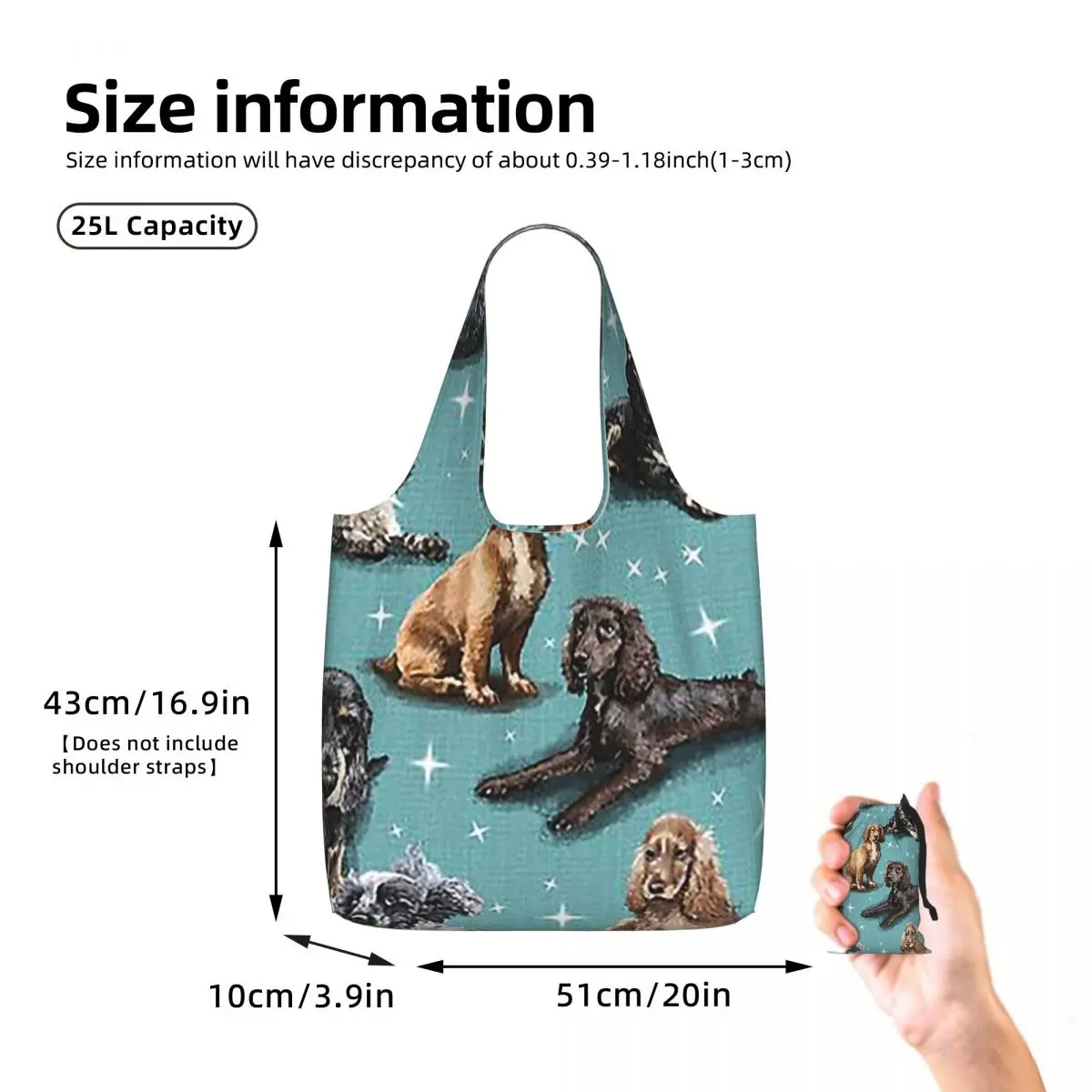 The Cocker Spaniel Shopping Tote Bag Canvas Large Capacity Shoulder Bags Shopper Grocery Handbag for Women