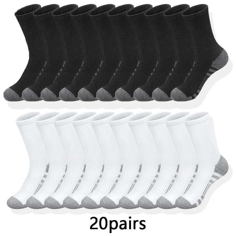 10/20/30 Pairs Men\'s Classic Crew Socks Unisex Sports Socks for Men Running Basketball Anti-slip Socks Outdoor All Seasons