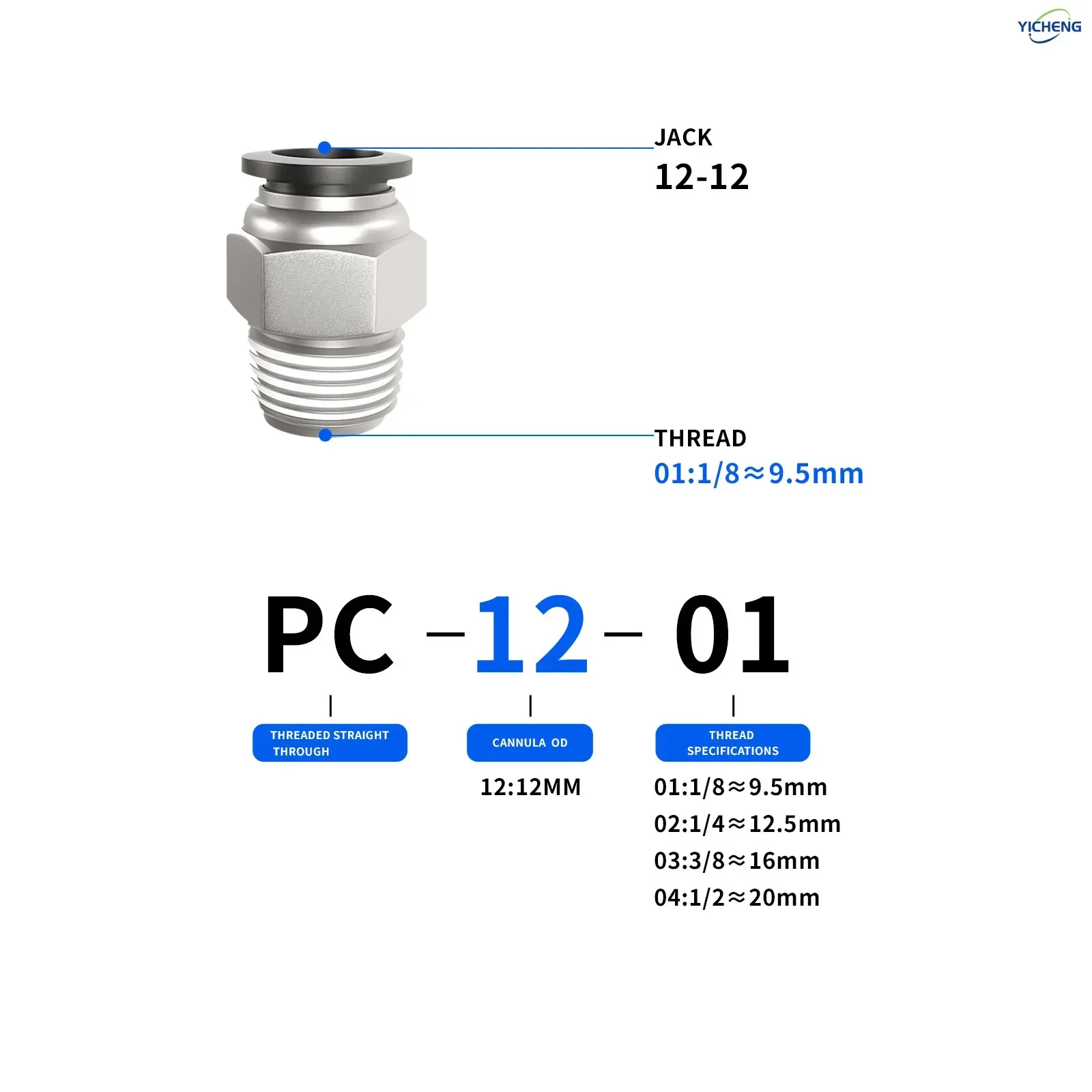 

Pipe Fittings Male Straight 12mm Tube OD Thread specification1/8"1/4"3/8"1/2Thread Push to Connect Fitting (Pack of 30)