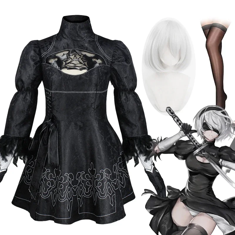 Nier Automata 2B cosplay costume women sexy dresses YoRHa No. 2 Type B clothes uniform wig suit Halloween party costumes wa5574