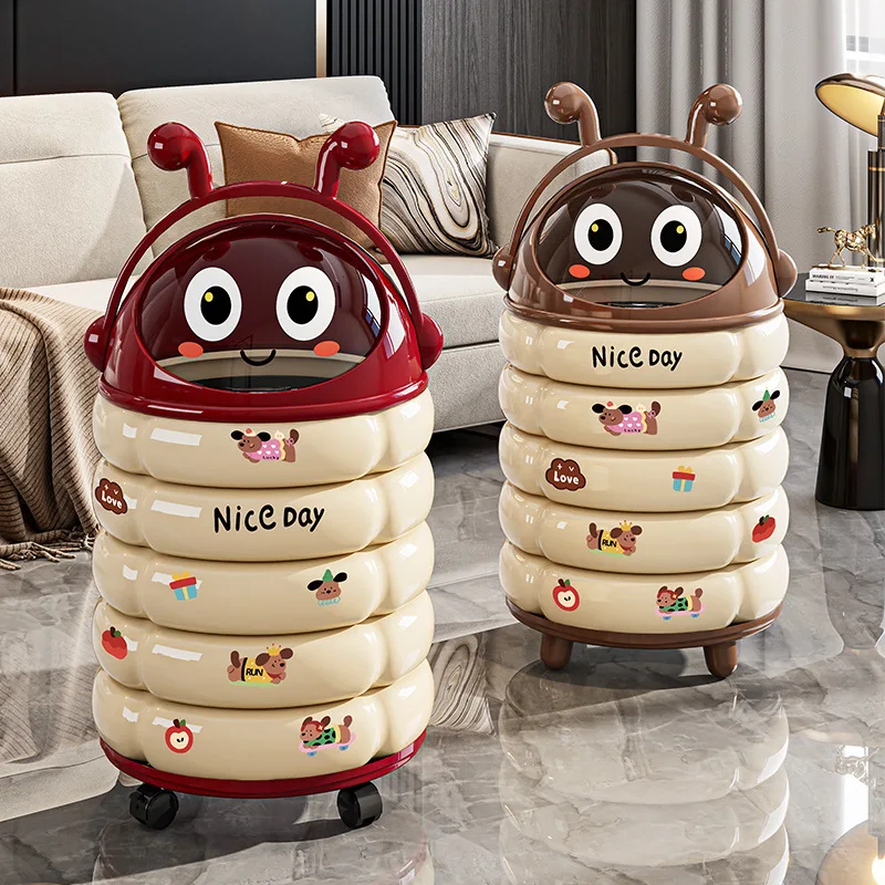 Creative trash can household cartoon high value with lid storage tube double bucket living room bedroom modeling paper basket
