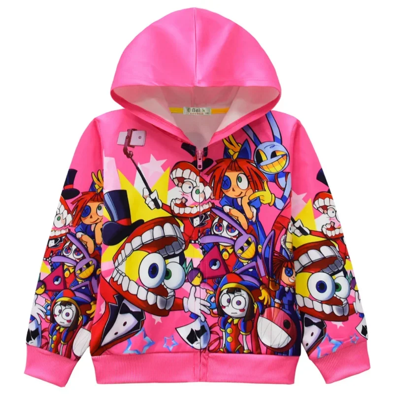 Felpa con cappuccio con cerniera circo digitale per bambini Pompi jaragathas giacca con stampa felpe per ragazzi e ragazze Cartoon Carnevale regalo di compleanno per bambino