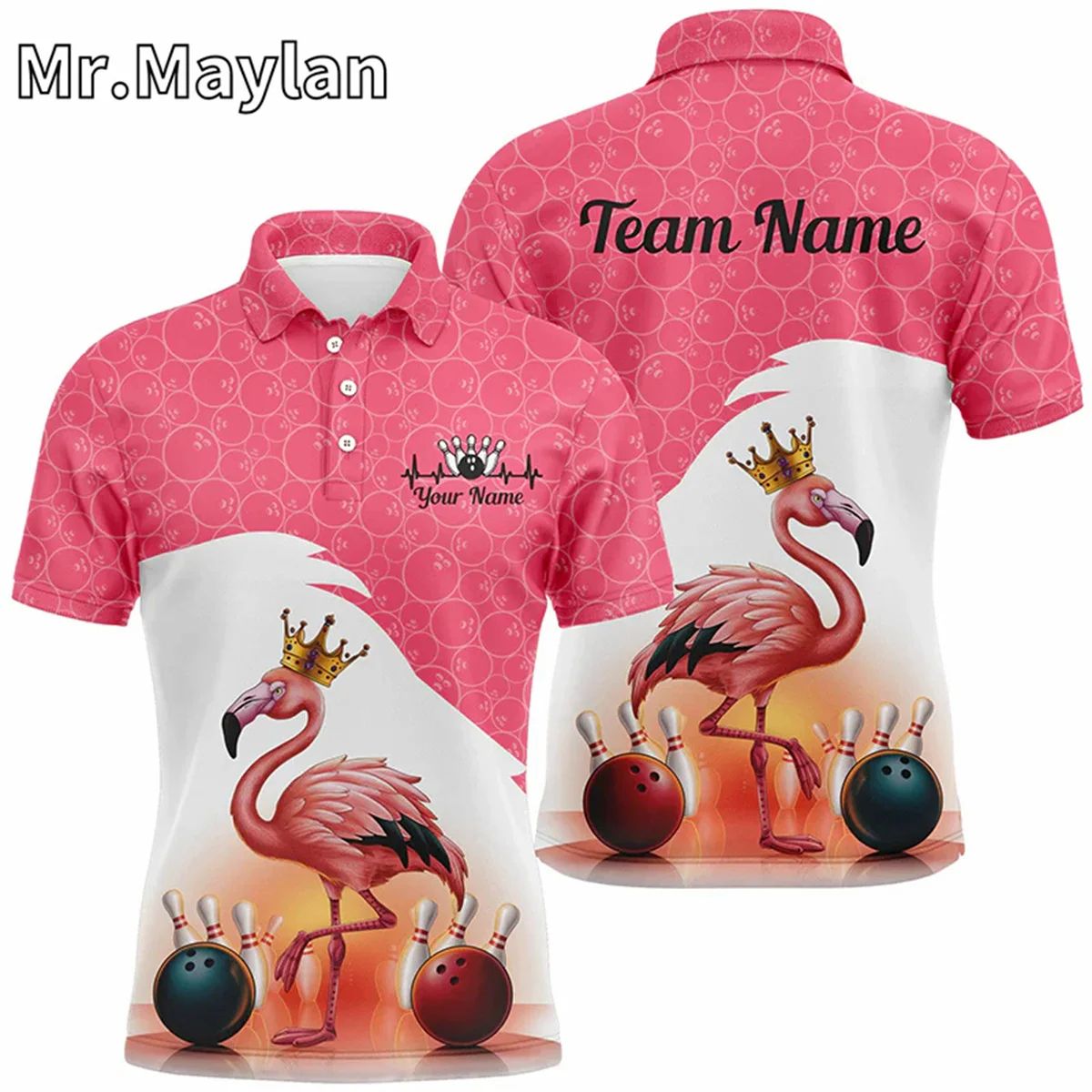 3D Colorful Bowling Jerseys Polo Shirt for Men Custom Bowling Team Shirts For Bowler Cyan Blue Gift for Bowling Lovers Tops image 5