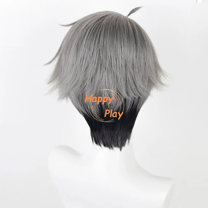 Peluca de Anime Miya Osamu para hombre, pelo sintético resistente al calor, corto, gris, negro, Miya Osamu, fiesta de Halloween, voleibol, 30cm