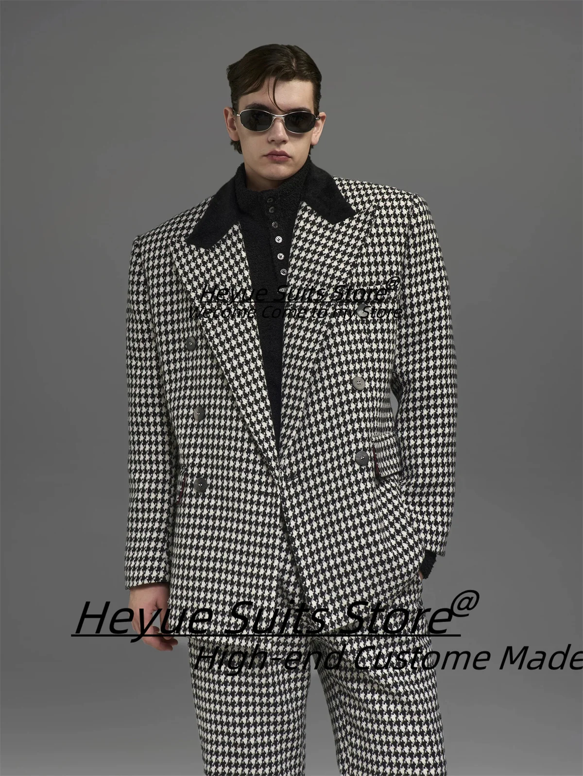Customized Formal Double Breasted Men Suits Loose Peak Lapel Groom Wedding Tuxedos 2 Pieces Sets Male Party Blazers Ropa Hombre