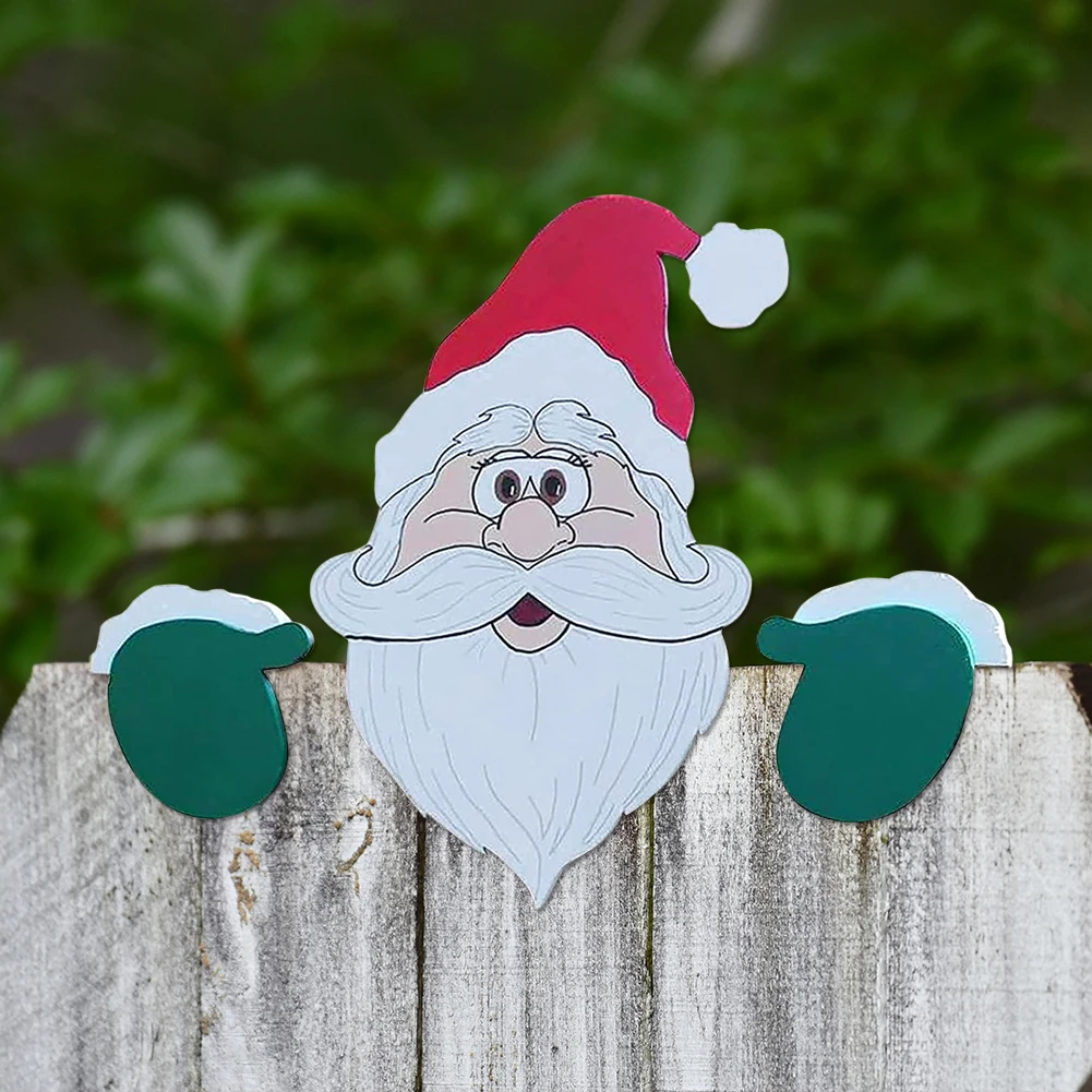 DIY Christmas Fence Peeker Decoration Cute Santa Claus Snowman Festivals Home Outdoor Garden Patio Fence Lawn Sign Decoration