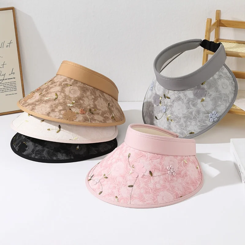 Women's Outdoor Sunscreen Sun Hat Summer Fashion with The Sun Hat Anti-ultraviolet Hollow Cap Holiday Beach Hat