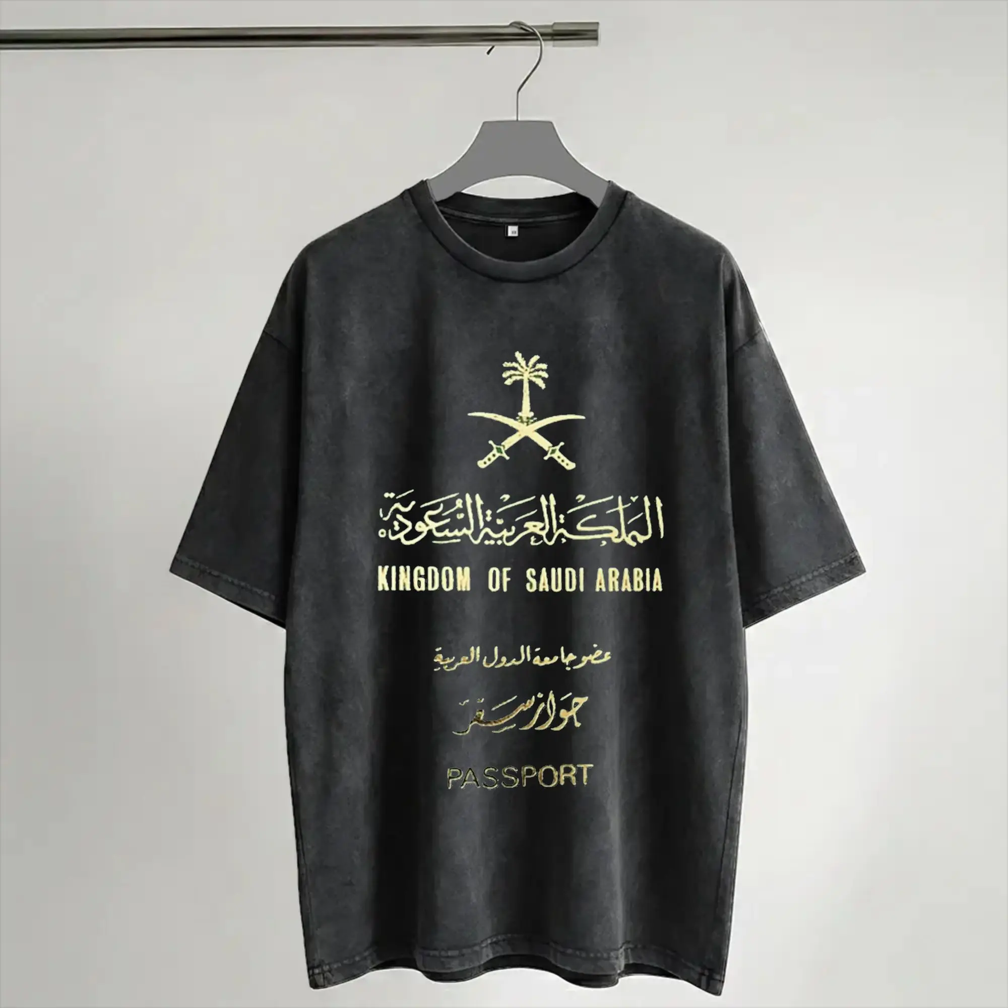 Kingdom Saudi Arabia T Shirts Hip Hop Washed Short Sleeve Oversize T-Shirts Saudi National Day  Casual for Men Women Streetwear