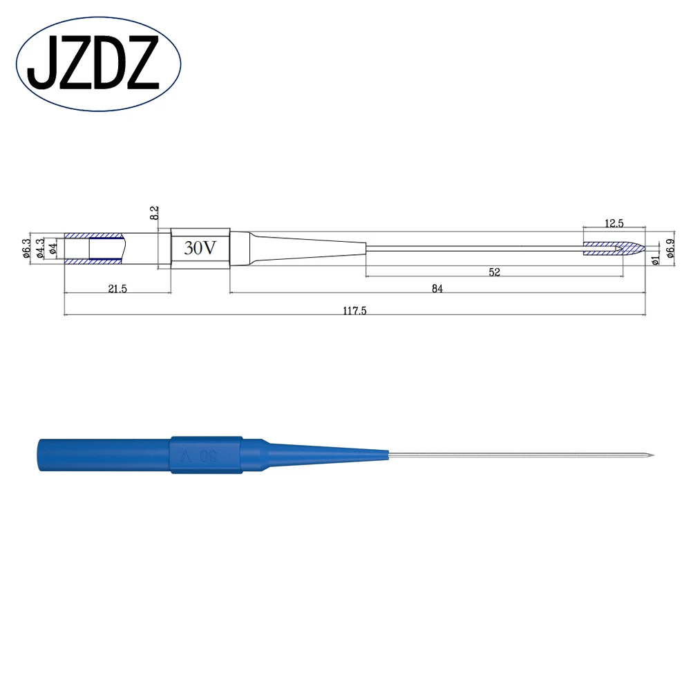 Imagem -03 - Jzdz-test Probe Needle Mul-timeter Punção Inoxidável Pino de Sonda Traseira mm Banana Socket Ferramenta de Inspeção J.30009 Mais mm 10 Pcs