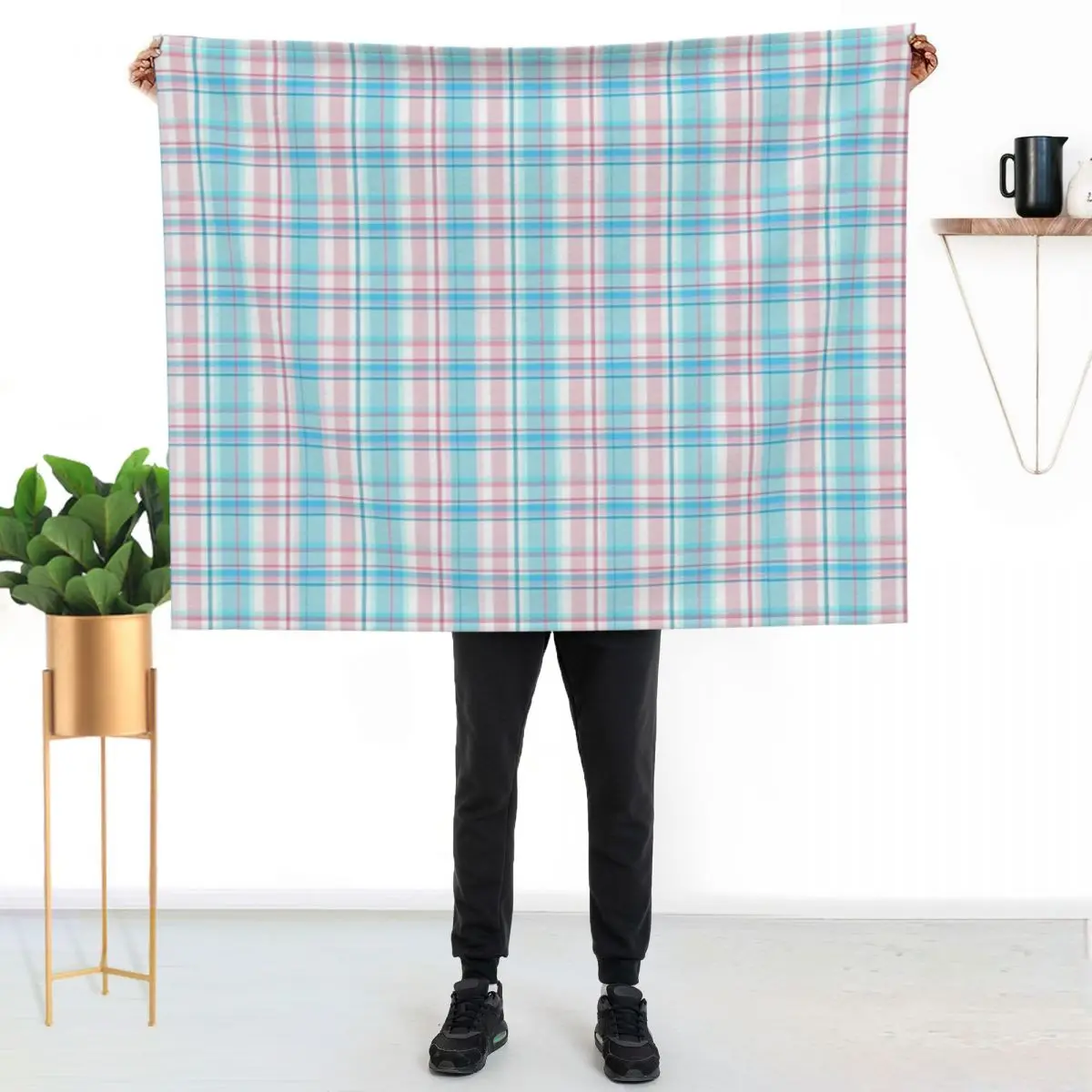Trans Pride Tartan Throw Blanket Sofa Throw Decoratives for winter Travel Flannel bed plaid Blankets