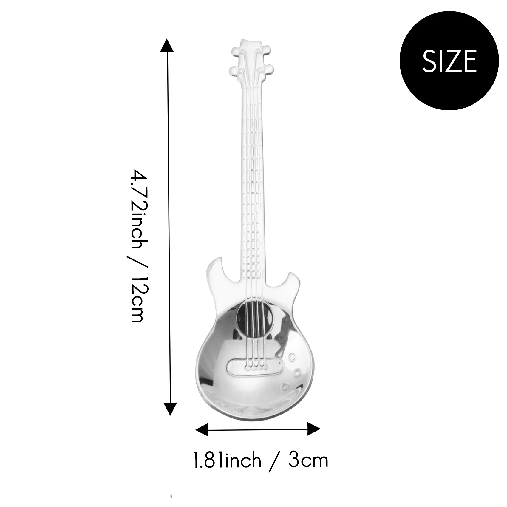 AT14 Guitar Coffee Spoons 6-Pack Creative Cute Spoons Stainless Steel Teaspoons Stirring Spoon Guitar Shaped(Silver)