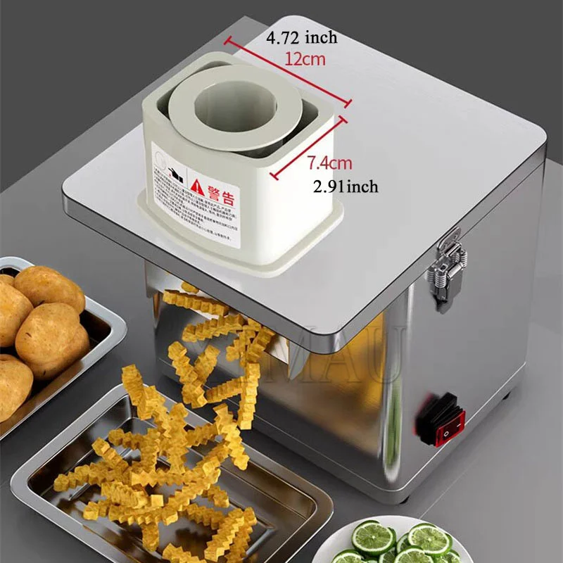 220v Electric Potato Slicer Machine Stainless Steel Wolf Tooth Potato Chips Maker Machine 10mm 8mm Wavy Potato Sticks Machine