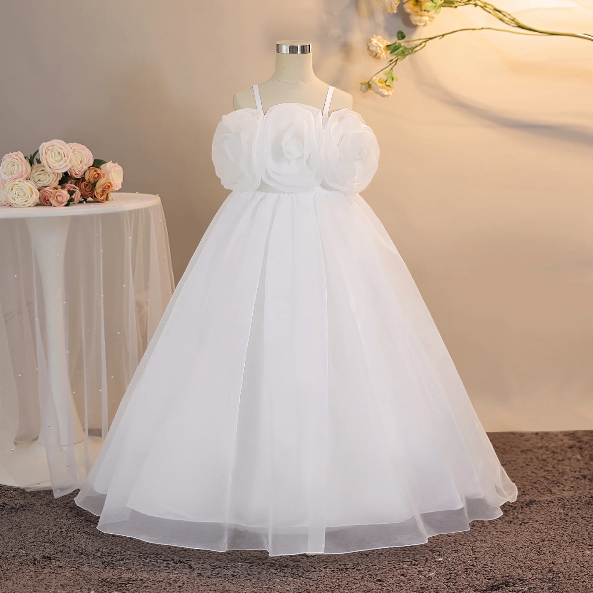 

Элегантное вечернее платье-сарафан из сетки для девочек: нарядное платье принцессы для крещения, дня рождения, выпускного, свадьбы, выступления на фортепиано, вечеринки ﻿