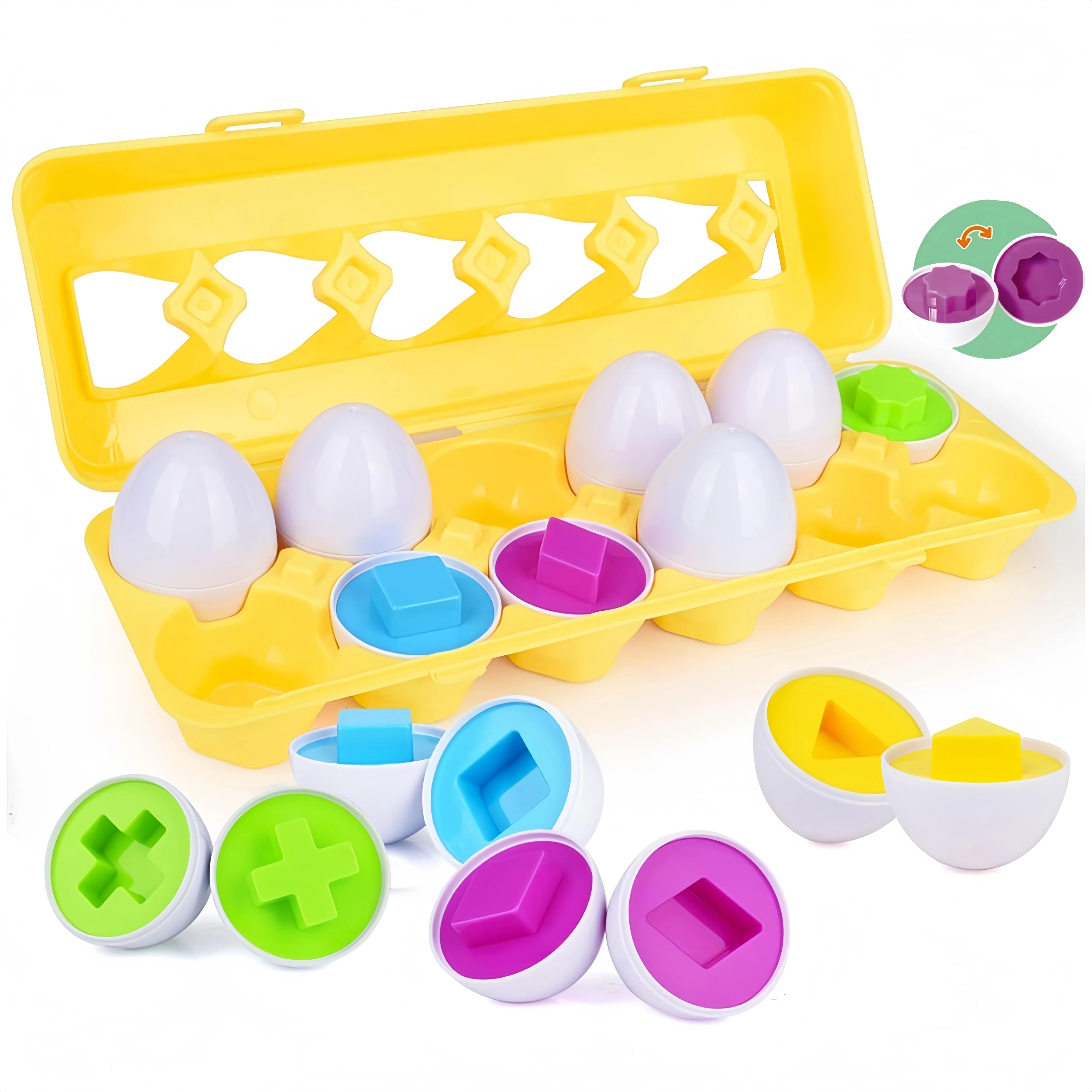 6-teiliges/12-teiliges buntes eiförmiges Puzzle-Spielzeugset – Farb- und Formanpassung/Hand-Auge-Koordination/Frühlernen, Halloween Ostern