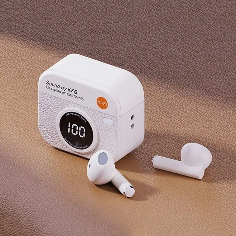 

Retro Camera Wireless Headphones with Touch Control In-Ear Sports Headset LED Screen HiFi Stereo Bluetooth Earphones