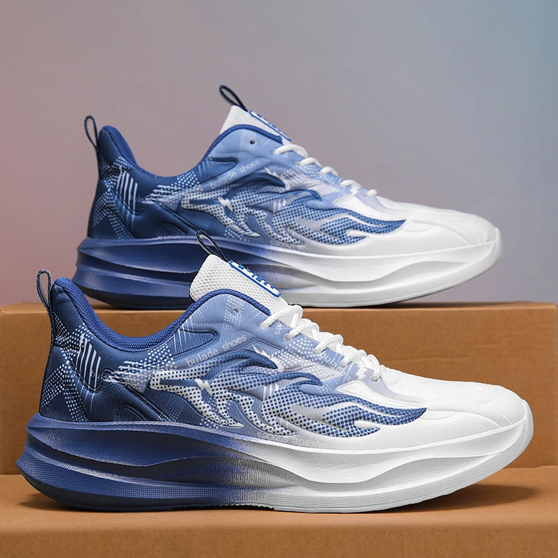 

Мужские кроссовки для бега, уличная дышащая противоскользящая мужская обувь на толстой подошве, удобная легкая спортивная обувь с мягкой сеткой на шнуровке, мужская обувь