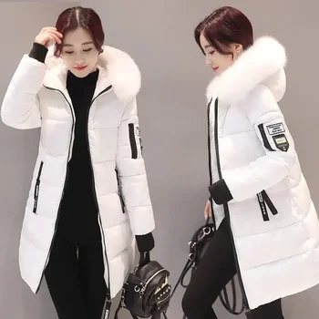 Chaquetas de invierno Harajuku para mujer, Parkas para mujer, abrigo largo de piel para mujer, ropa de abrigo estética, Parker grande y elegante, nuevo