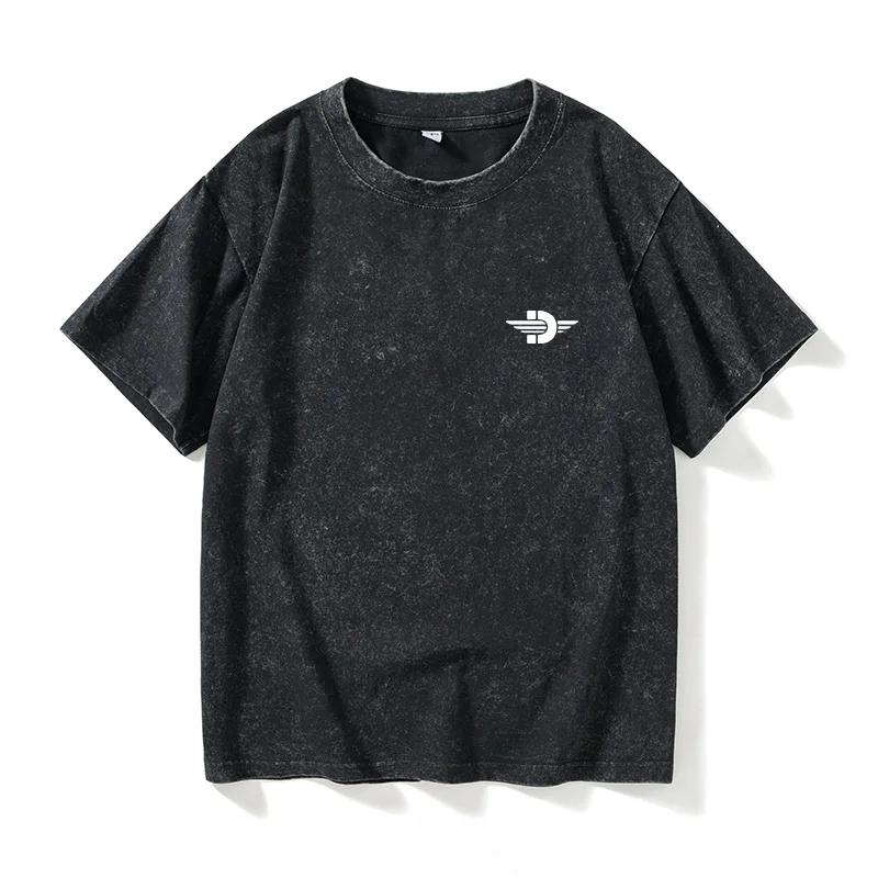 

Motorcycle T-irt ort Sve Loose round Ne Summer Casual Cotton Men's Faion Hong Kong Sle Clothing