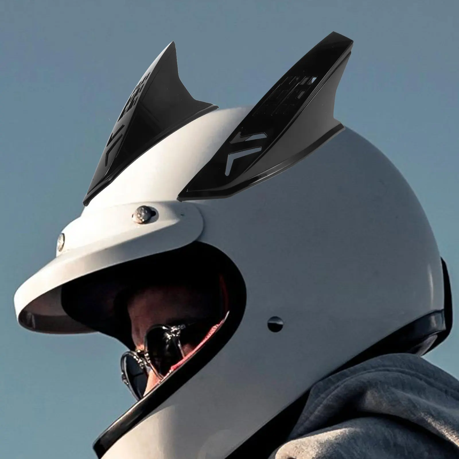 

1 Pair Motorcycle Horns Unique Hollow Design Decorative For Electric Scooter Helmets Durable Abs Material Easy Install Stylish