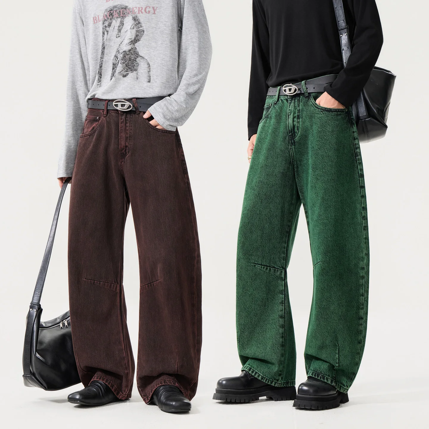 Vintage Denim Wide Leg Curved Baggy Pants Jeans Men Fashion Loose Casual Plus Size Streetwear Vibe Scimitar Jeans Pants Trousers