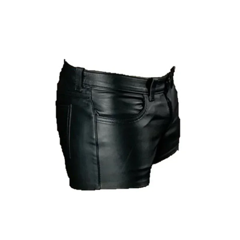 Men Shorts Solid Color Casual Mens Short PU Leather Pants Spring Summer Men Fashion Punk Style Black Shorts for Men