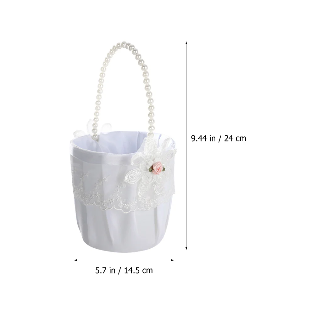 

Flower Lace Handle Design For Wedding Party Decor Small Flower Petal Container Basket Rustic Wedding Party Supplies