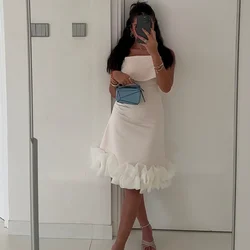 Jiayigong Sparkle Prom Jersey fruncido una línea sin tirantes vestido de ocasión a medida vestidos hasta la rodilla