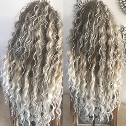 Peluca sintética rizada larga con flequillo lateral para mujer, cabello rubio y marrón con ondas de agua, Peluca de fiesta de disfraces para mujer, Perruque