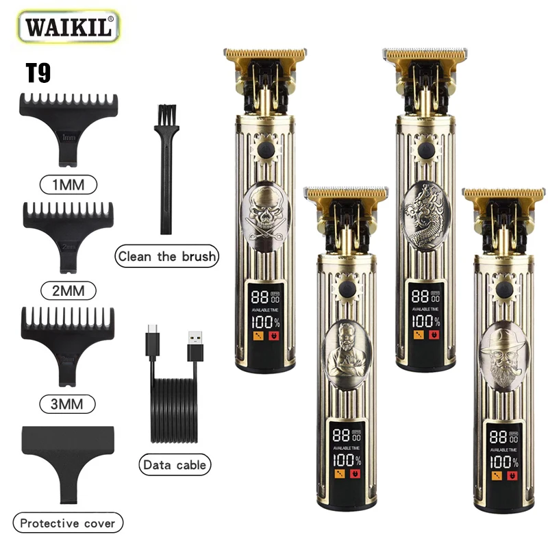 

WAIKIL New Retro Men's Electric Barber USB Charging Digital Display Trimmer Oil Head Carving Machine Head electric Hair clipper