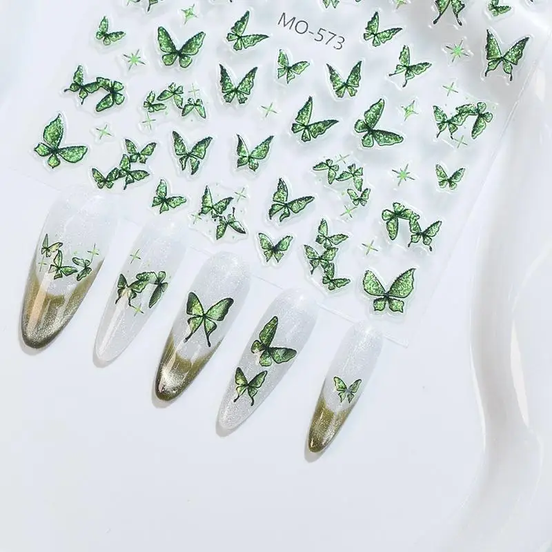 5D Luxury Glitter Blu Viola Farfalla Adesivi per nail art Adesivo autoadesivo vintage Decorazione per unghie Decalcomanie per manicure